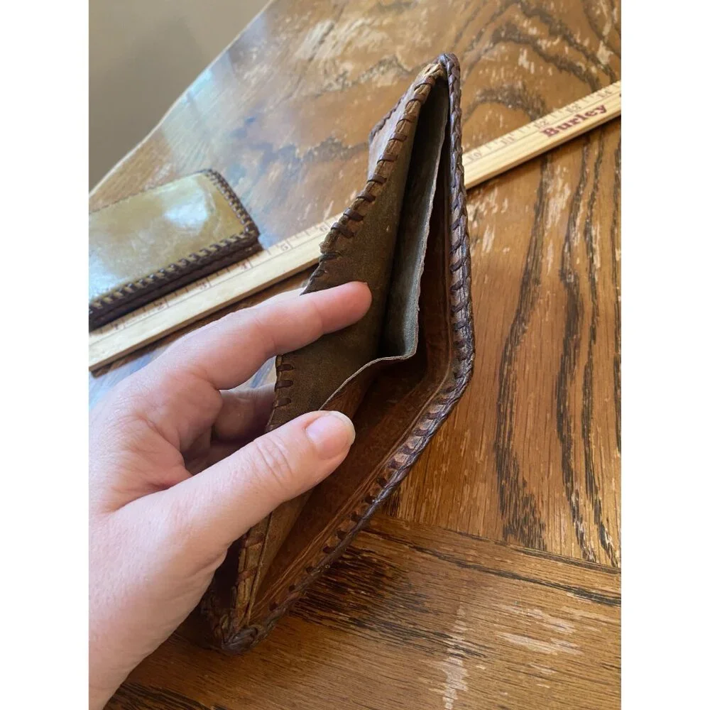 Set Of Two Custom Handcrafted Vintage Leather Wallets